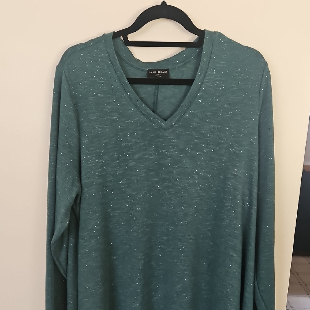 Lane Bryant Teal V-Neck Long Sleeve Top